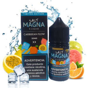 Magna - Caribbean Flow - Desfrute da combinação perfeita de goiaba suculenta, maracujá doce e laranja cítrica, criando uma experiência vaping tropical e revigorante.